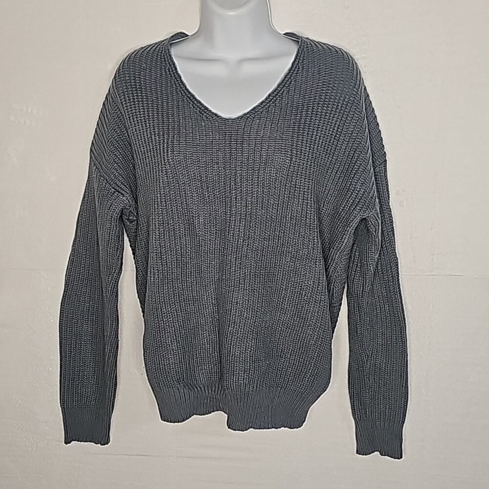 Women's Gorgeous Slate Blue/Grey Sweater with unique back.